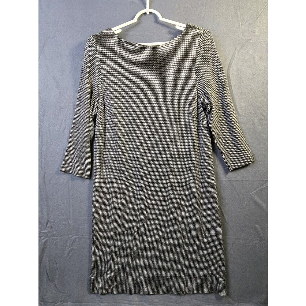 J Jill Women's Small Black & White Herringbone Dress Pullover 3/4 Sleeve Pockets